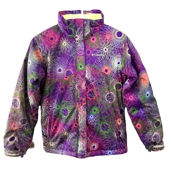 Columbia Multicolor Spiral Circles Print Winter Ski/Snow Jacket Size L 14/16 - Picture 1 of 11